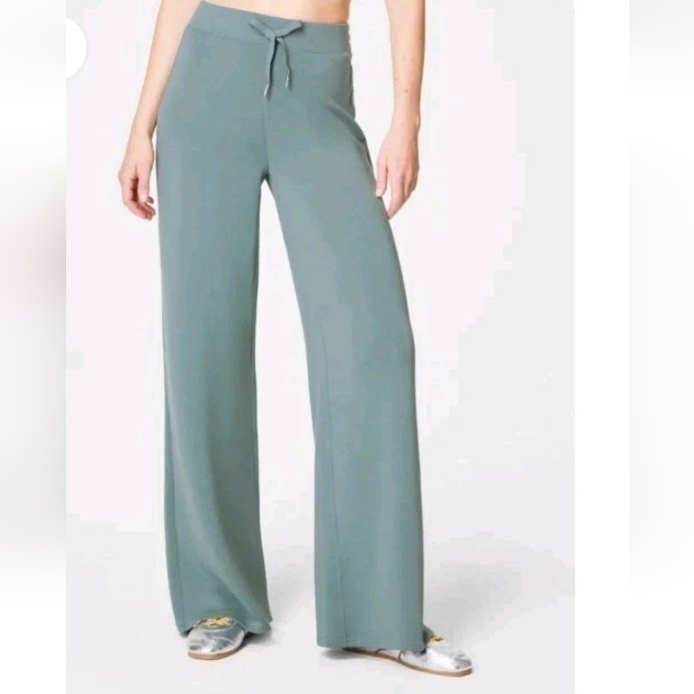 NWT SPANX Air Essentials Wide Leg Pants Sage Green Track Baggy Relaxed 2X Petite
